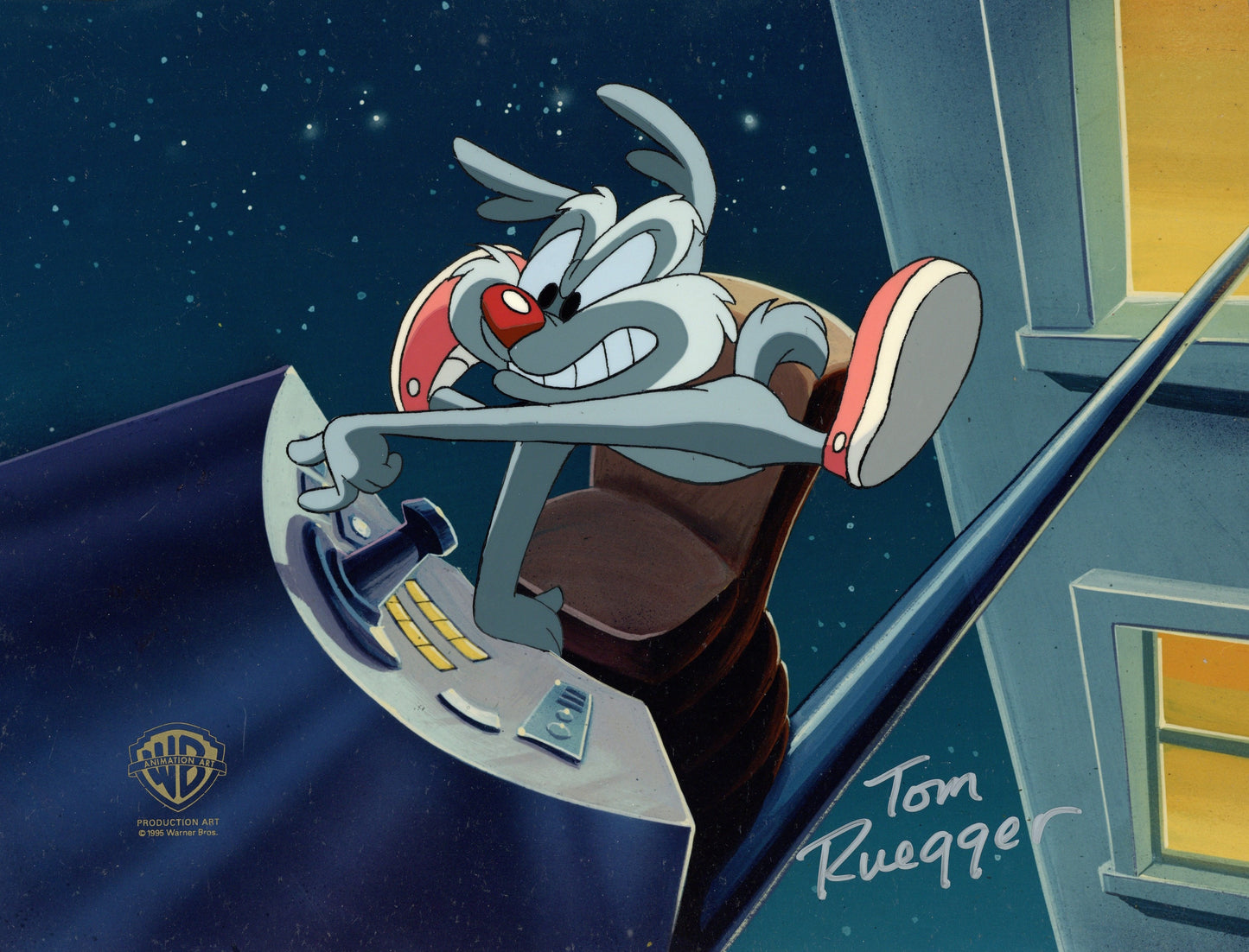 Tiny Toon Adventures Original Production Cel Signed by Tom Ruegger: Calamity Coyote