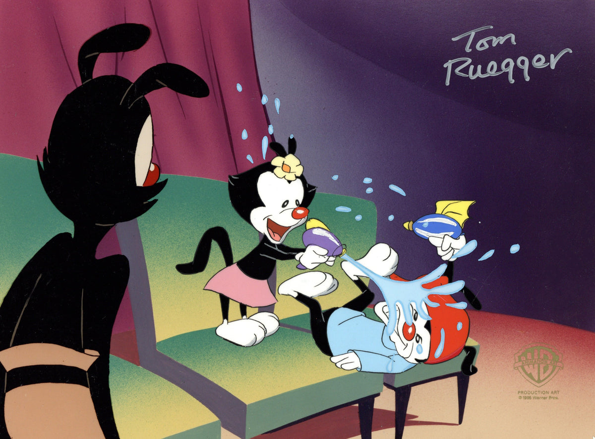 Tom Ruegger Productions Animaniacs Original Production Cel Signed by Tom Ruegger: Wakko, Yakko ...