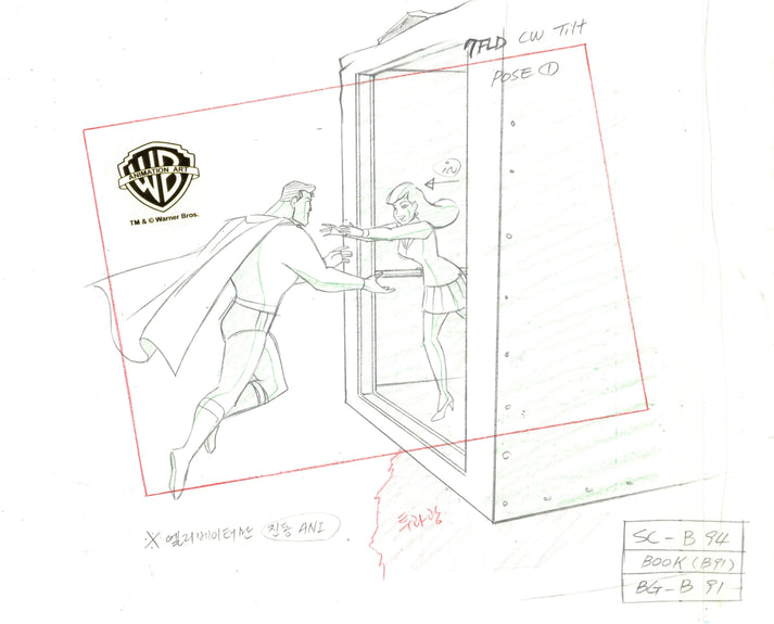 Superman The Animated Series Original Production Drawing: Superman, Lo ...
