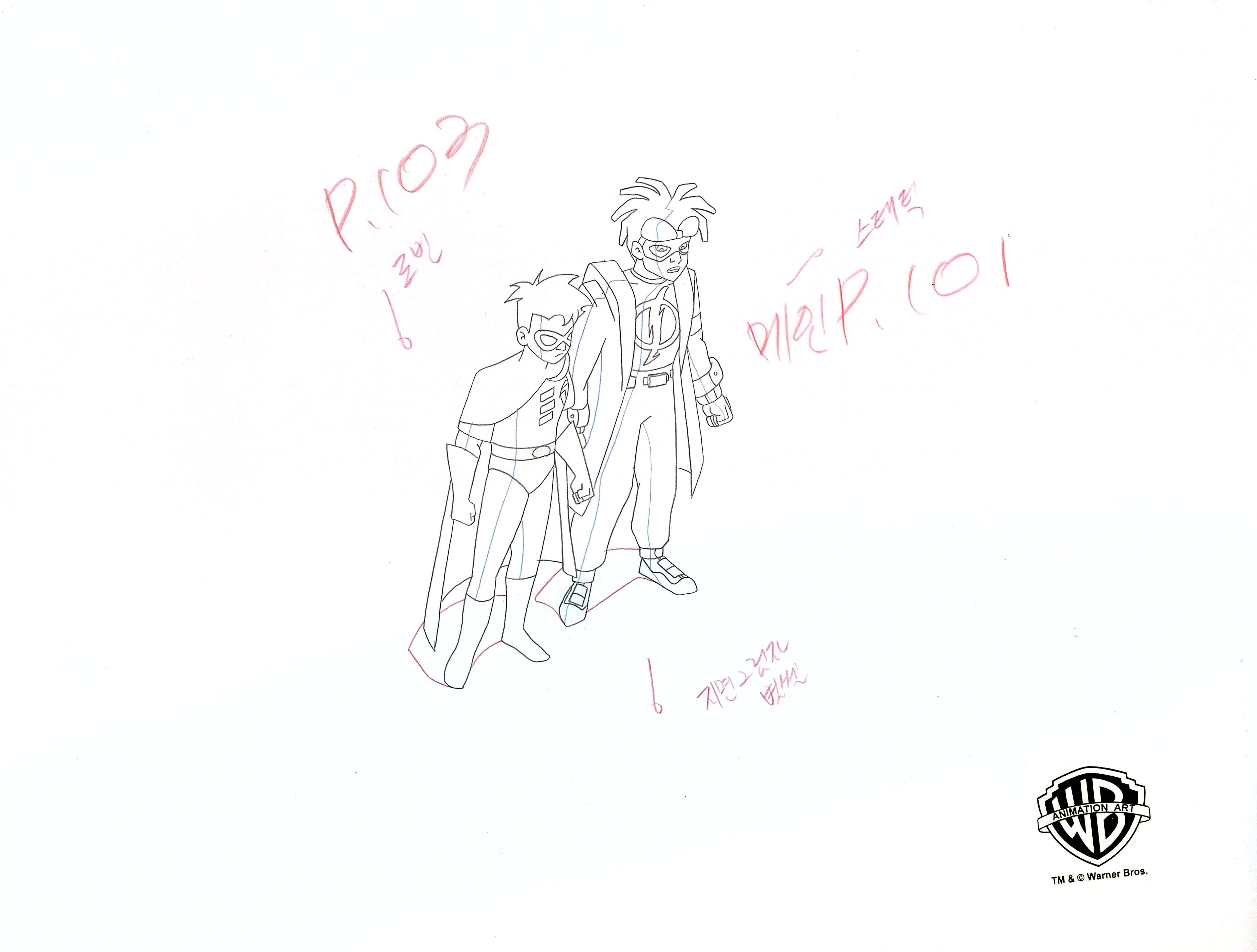 Static Shock Original Production Drawing: Static, Robin – Clampett Studio