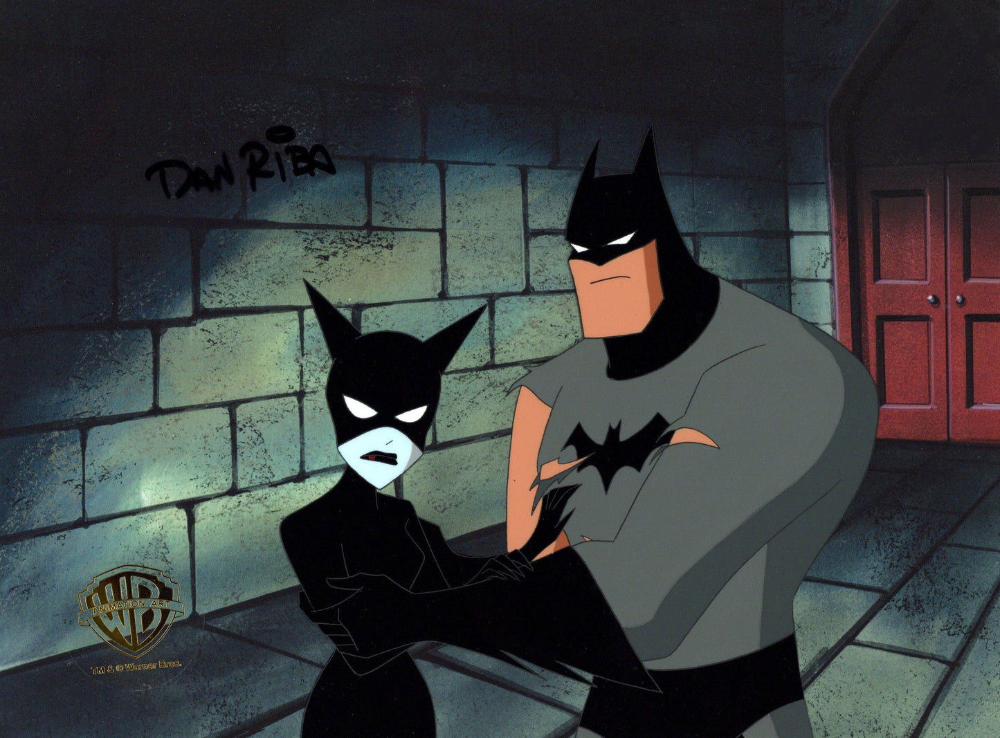 The New Batman Adventures Original Production Cel Signed by Dan Riba: Batman, Catwoman