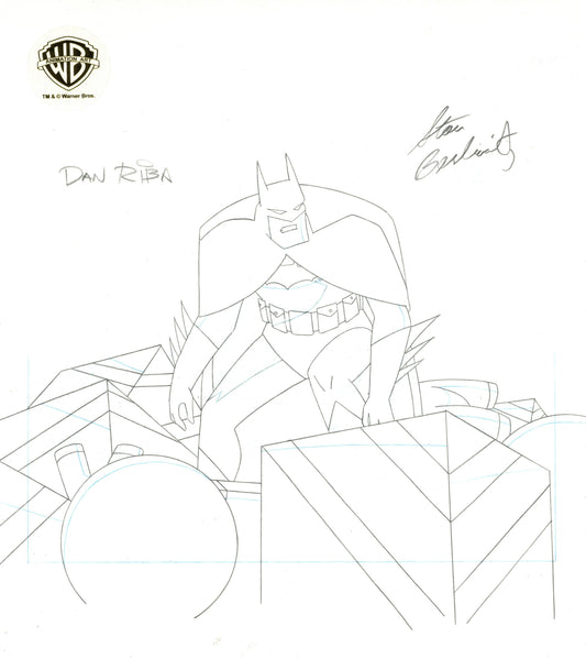 The New Batman Adventures Original Production Drawing Signed by Dan Riba and Stan Berkowitz: Batman