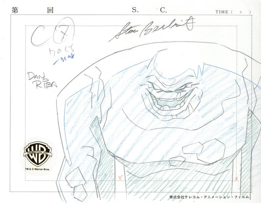 The New Batman Adventures Original Production Drawing Signed by Dan Riba and Stan Berkowitz: Clayface