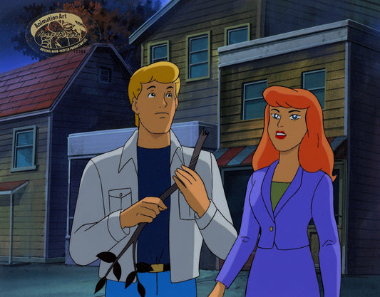 Scooby-Doo and the Witch's Ghost Original Production Cel on Original Background: Fred, Daphne