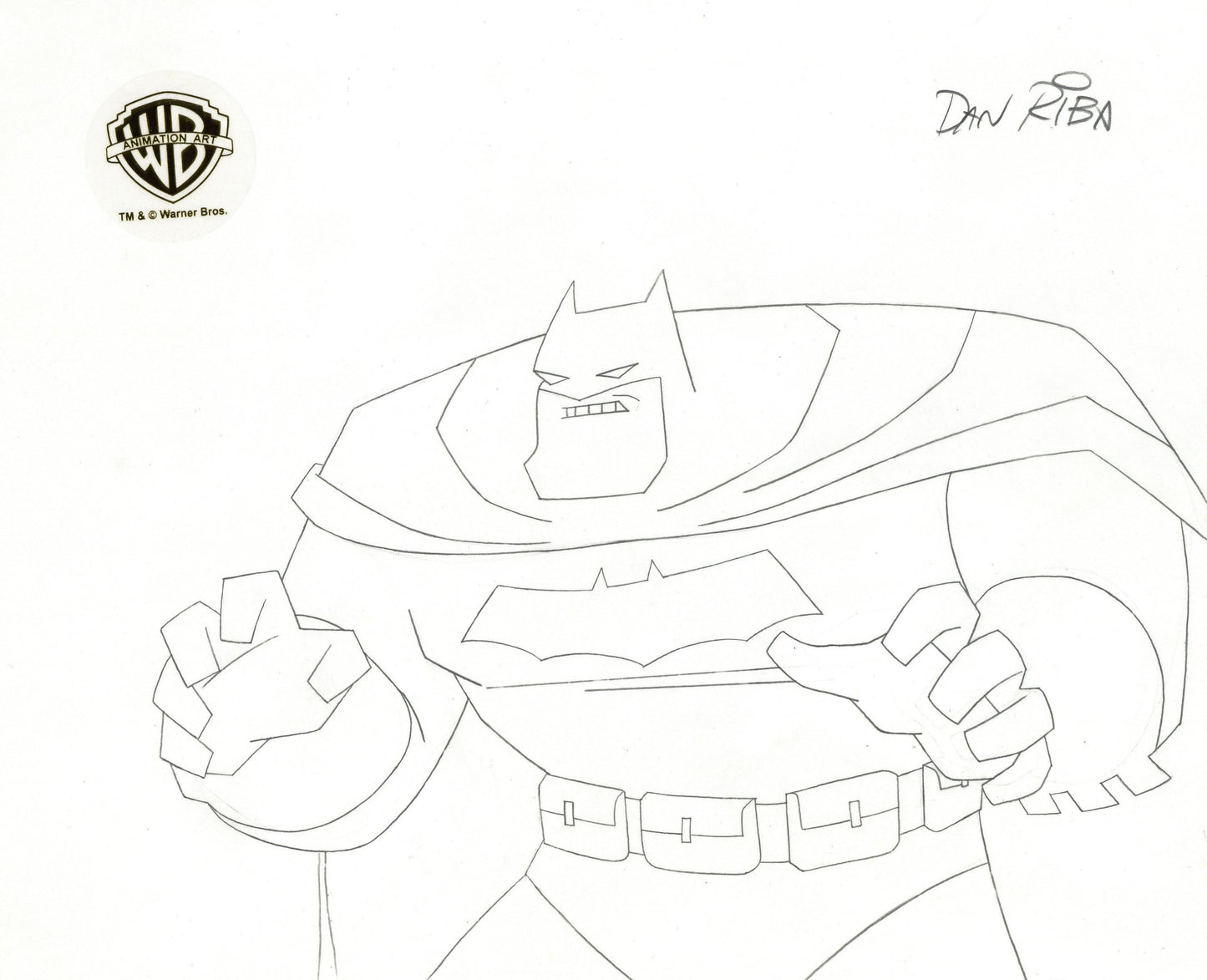 The New Batman Adventures Original Production Drawing Signed by Dan Riba: Frank Miller Batman