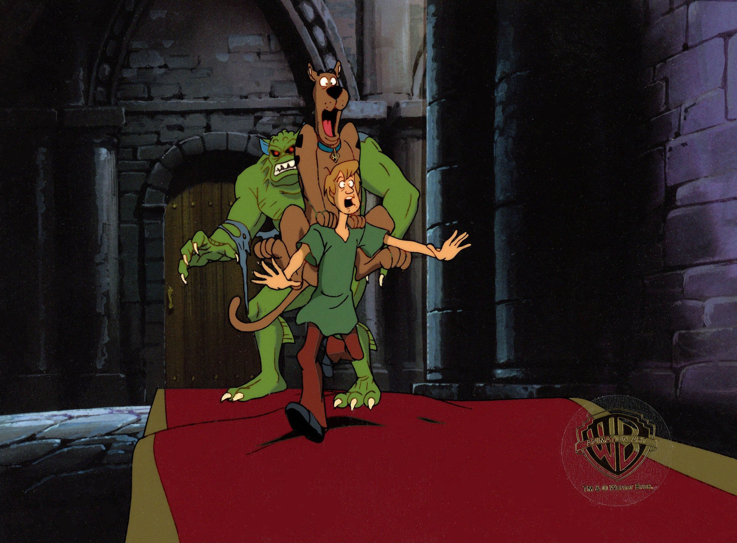 Scooby-Doo on Zombie Island Original Production Cel with Matching Drawings: Scooby, Shaggy, Monster
