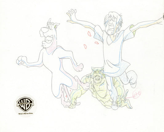 Scooby-Doo on Zombie Island Original Production Drawing: Scooby, Shaggy, Werecat