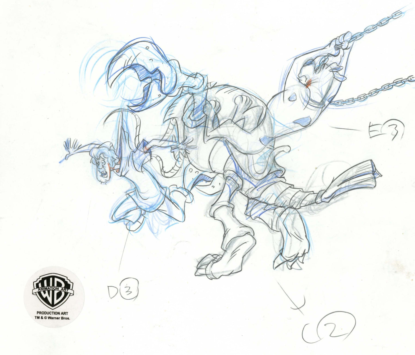 Scooby-Doo and the Witch's Ghost Original Production Drawing: Shaggy, Scooby, Monster