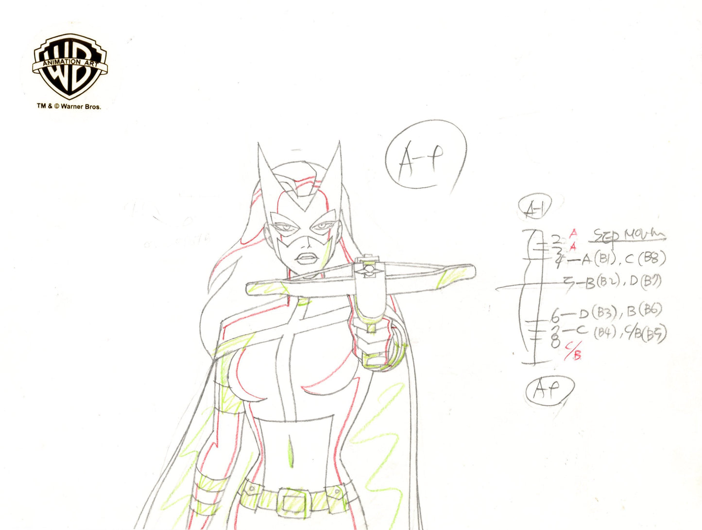 Justice League Unlimited Original Production Drawing: Huntress