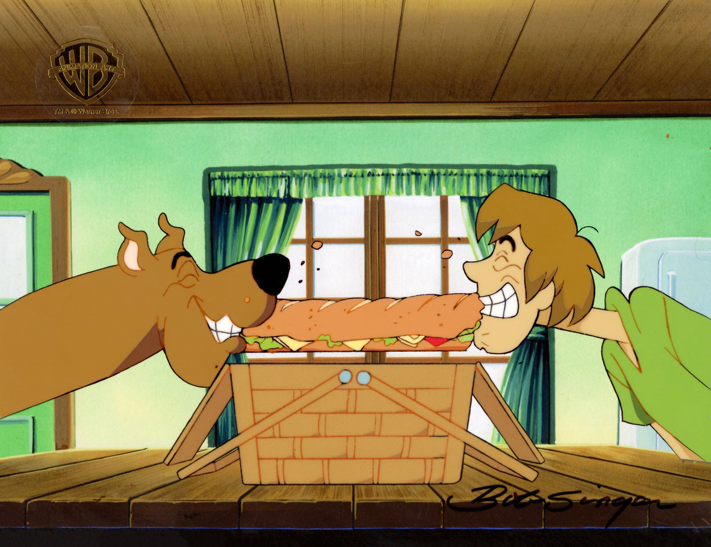 Scooby-Doo on Zombie Island Original Production Cel with Matching Drawing Signed by Bob Singer: Scooby-Doo, Shaggy