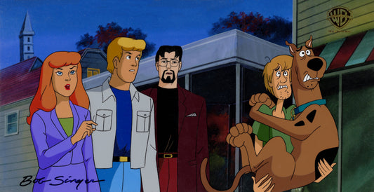 Scooby-Doo and the Witch's Ghost Original Production Cel and Matching Layout Drawing Signed by Bob Singer: Scooby-Doo, Shaggy, Daphne, Fred, Ben Ravencroft