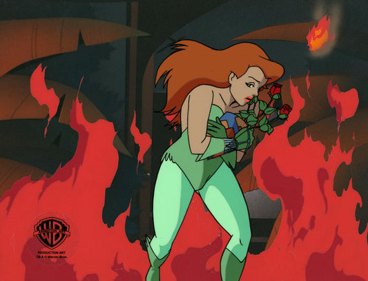 Batman The Animated Series Original Production Cel On Original Background with Matching Drawing: Poison Ivy