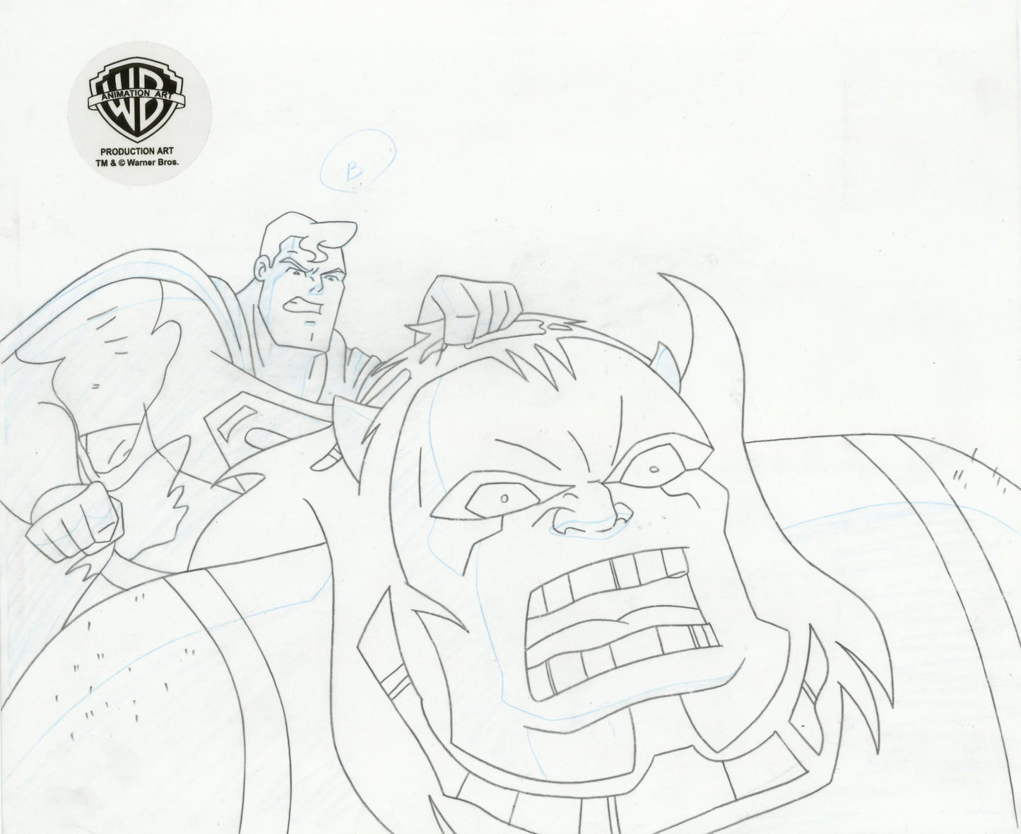 Superman The Animated Series Original Production Cel with Matching Drawing: Superman, Kalibak