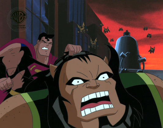 Superman The Animated Series Original Production Cel with Matching Drawing: Superman, Kalibak