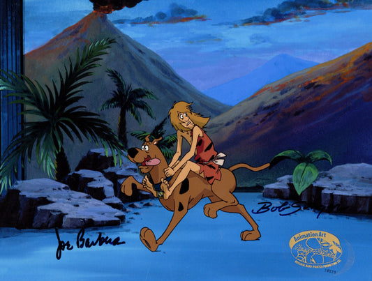Scooby-Doo and the Witch's Ghost Original Production Cel Signed by Bob Singer and Joe Barbera: Scooby, Shaggy