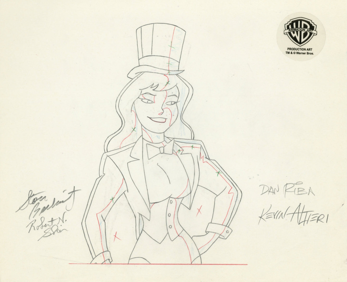 Batman The Animated Series Original Production Drawing Signed by Kevin Altieri, Dan Riba, Stan Berkowitz, Robert Skir: Zatanna