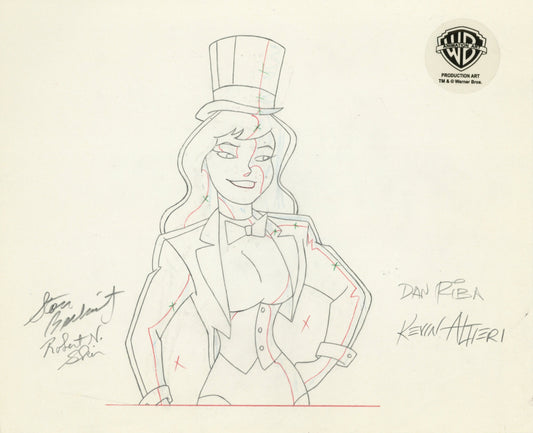 Batman The Animated Series Original Production Drawing Signed by Kevin Altieri, Dan Riba, Stan Berkowitz, Robert Skir: Zatanna