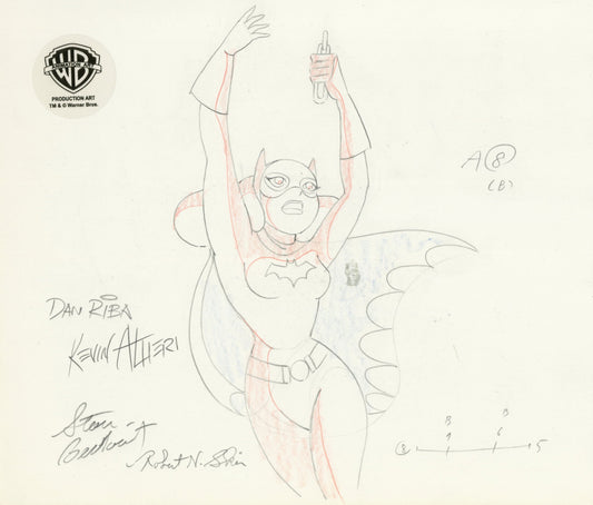 Batman The Animated Series Original Production Drawing Signed by Kevin Altieri, Dan Riba, Stan Berkowitz, Robert Skir: Batgirl