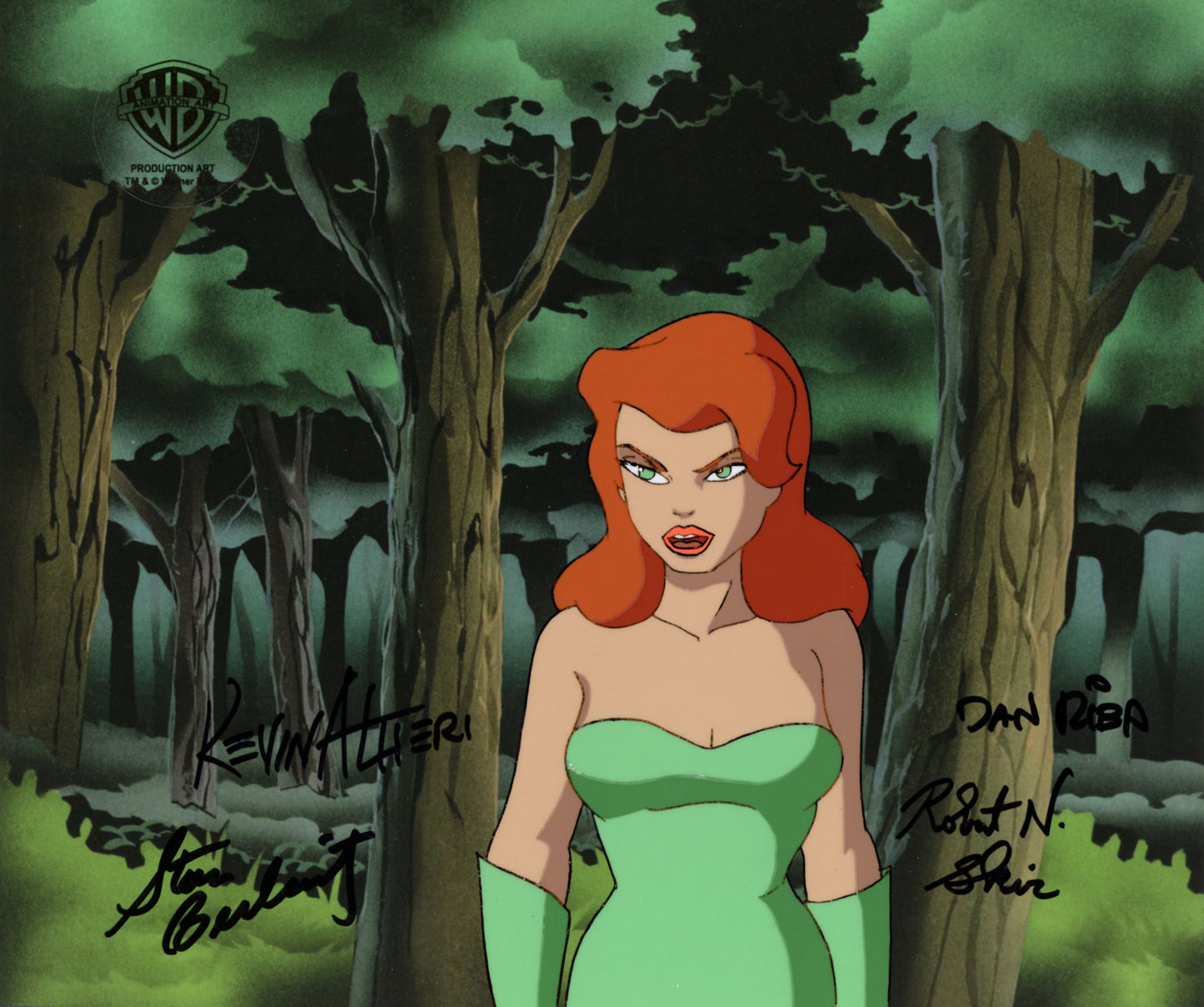 Batman The Animated Series Original Production Cel Signed by Kevin Altieri, Dan Riba, Stan Berkowitz, Robert Skir: Poison Ivy