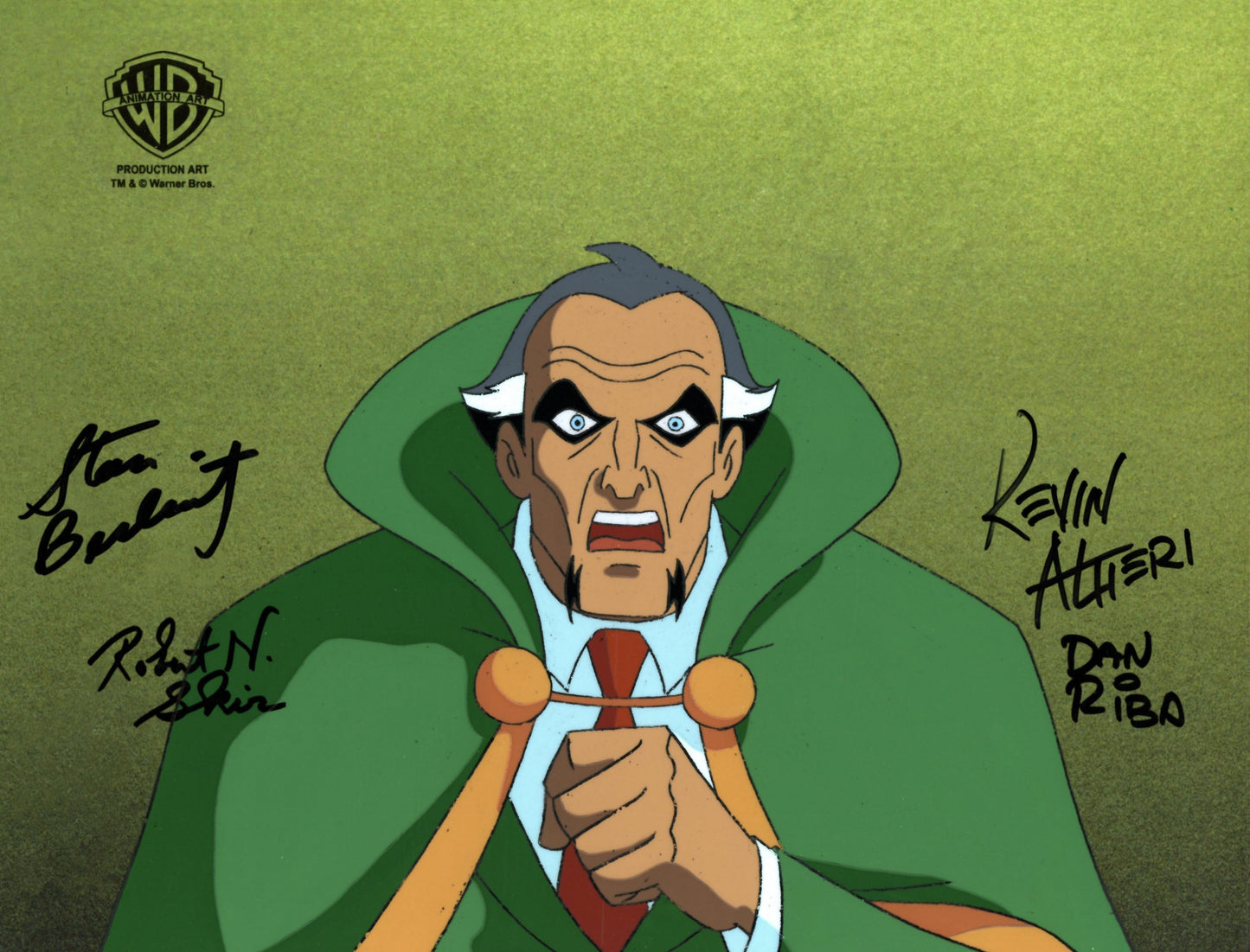 Batman The Animated Series Original Production Cel Signed by Kevin Altieri, Dan Riba, Stan Berkowitz, Robert Skir: Ra's Al Ghul