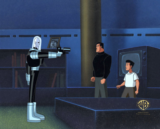 The New Batman Adventures Original Production Cel on Original Background with Matching Drawing: Mr. Freeze, Bruce Wayne, Tim Drake