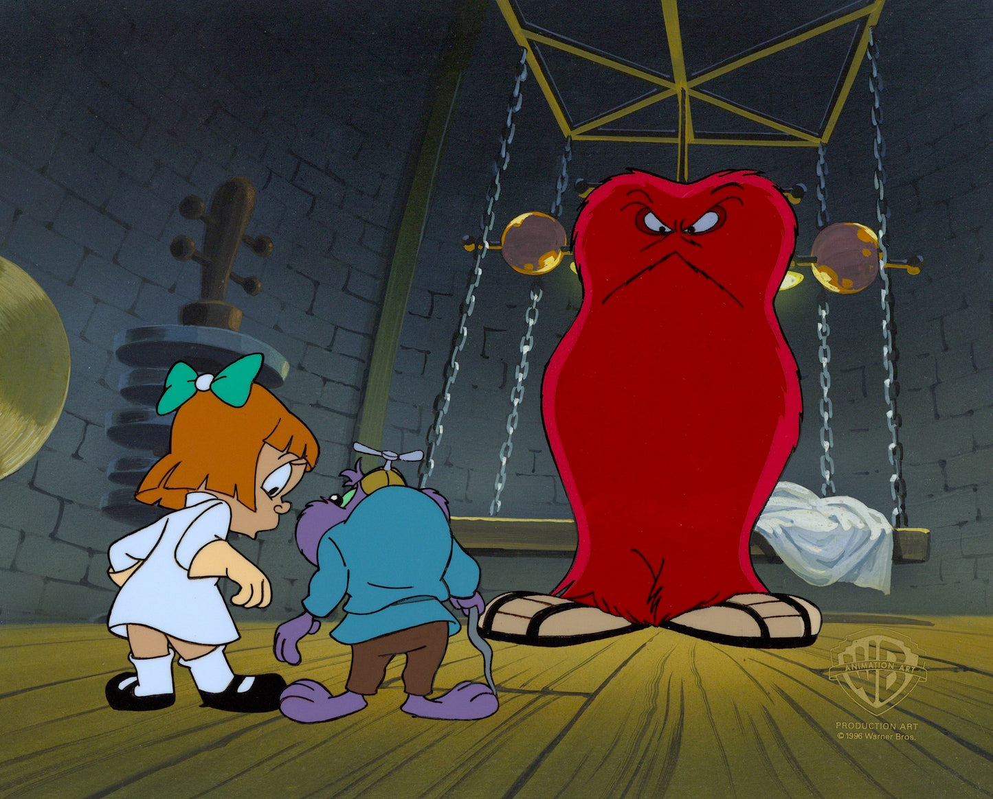 Tiny Toons Original Production Cel on Original Background: Elmyra, Dizzy Devil, and Gossamer