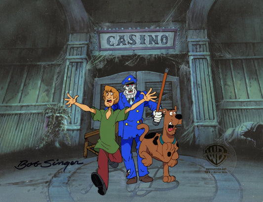 Scooby-Doo on Zombie Island Original Production Cel with Matching Drawings Signed by Bob Singer: Scooby, Shaggy, Zombie Boat Captain