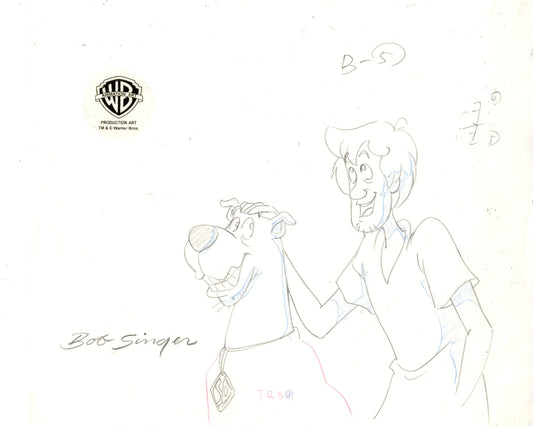 Scooby-Doo Original Production Drawing Signed by Bob Singer: Scooby, Shaggy