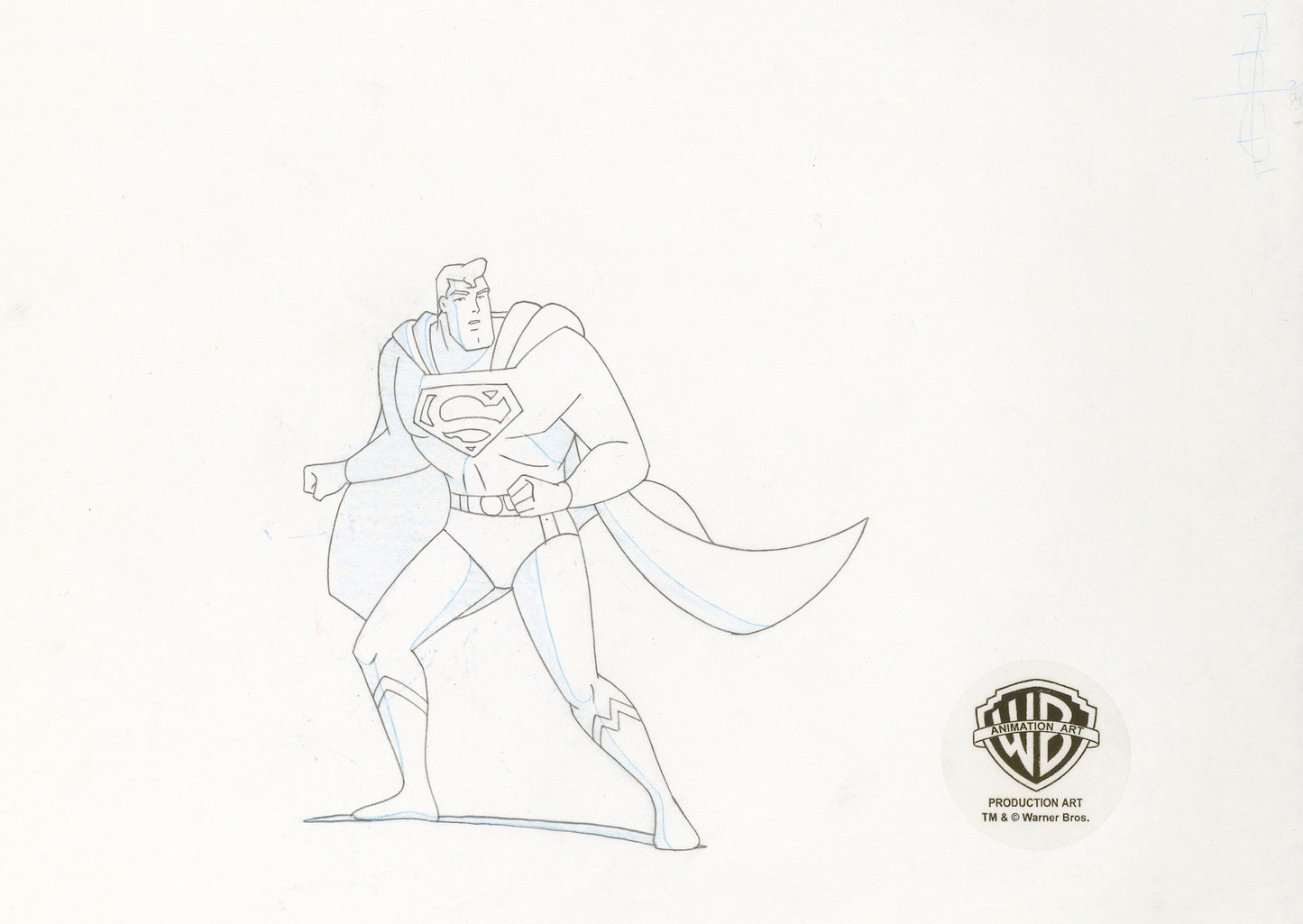 Superman The Animated Series Original Production Cel with Matching Drawing: Superman