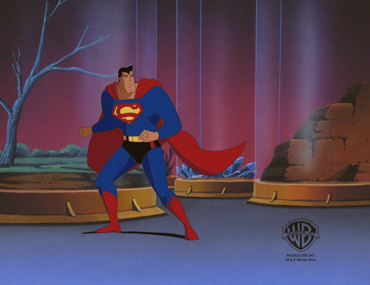 Superman The Animated Series Original Production Cel with Matching Drawing: Superman