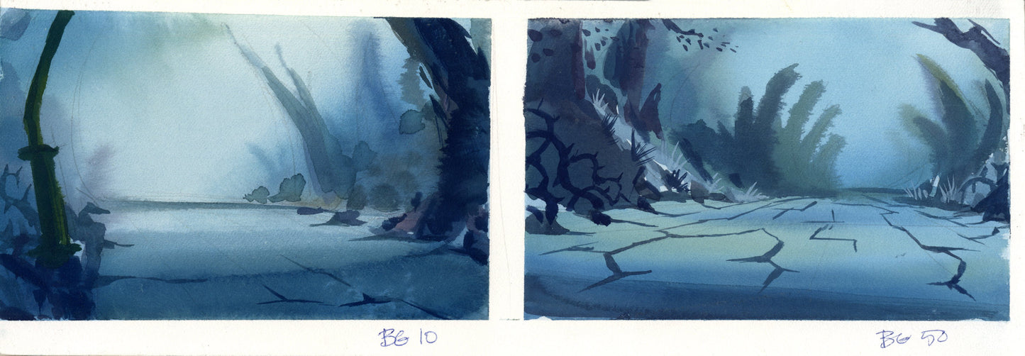 A Troll in Central Park Original Concept Painting: BG 10 + BG 50 Color Keys