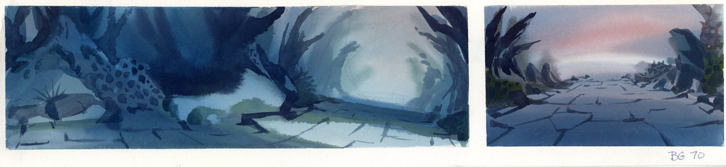 A Troll in Central Park Original Concept Painting: BG 70 Color Key