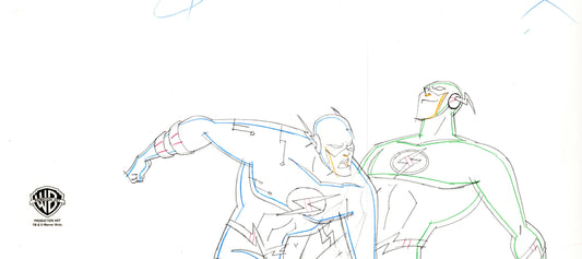 Justice League Unlimited Original Production Panoramic Drawing: The Flash and Reverse Flash