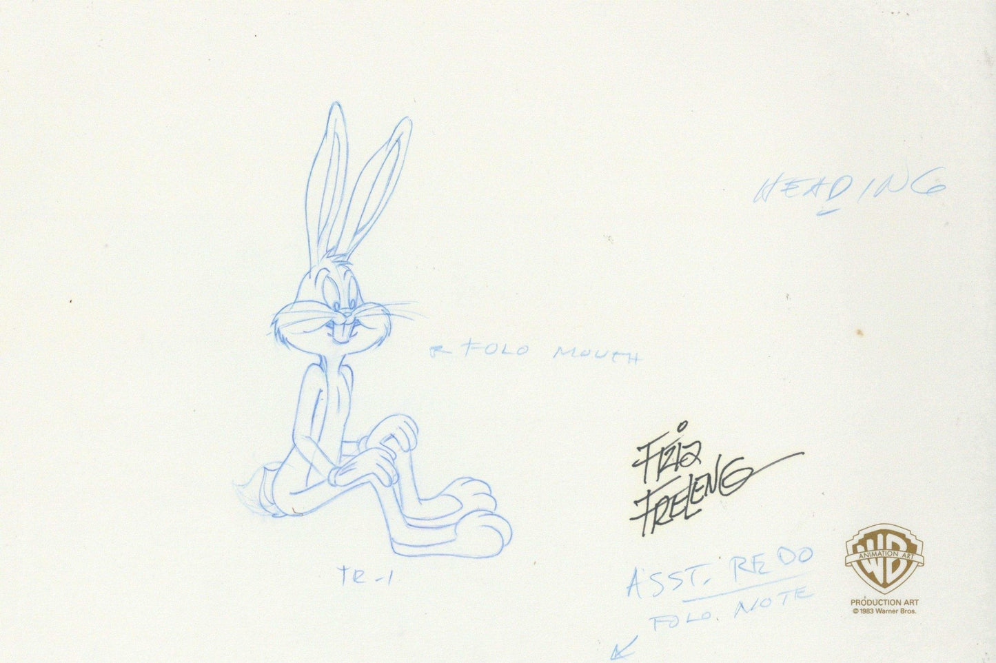 Looney Tunes Original Production Cel with Matching Drawing Signed by Friz Freleng: Bugs Bunny