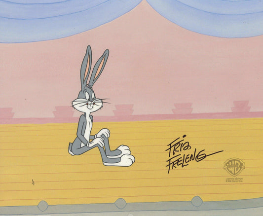 Looney Tunes Original Production Cel with Matching Drawing Signed by Friz Freleng: Bugs Bunny