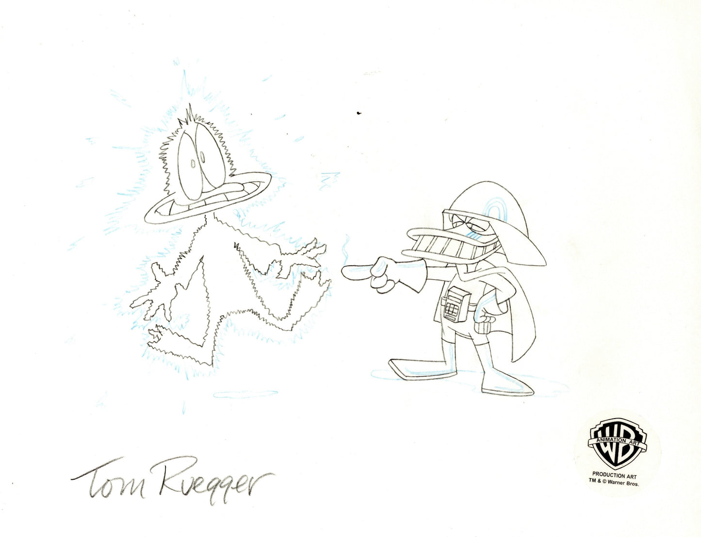 Tiny Toons Original Production Drawing Signed by Tom Ruegger: Duck Vader and Plucky Duck