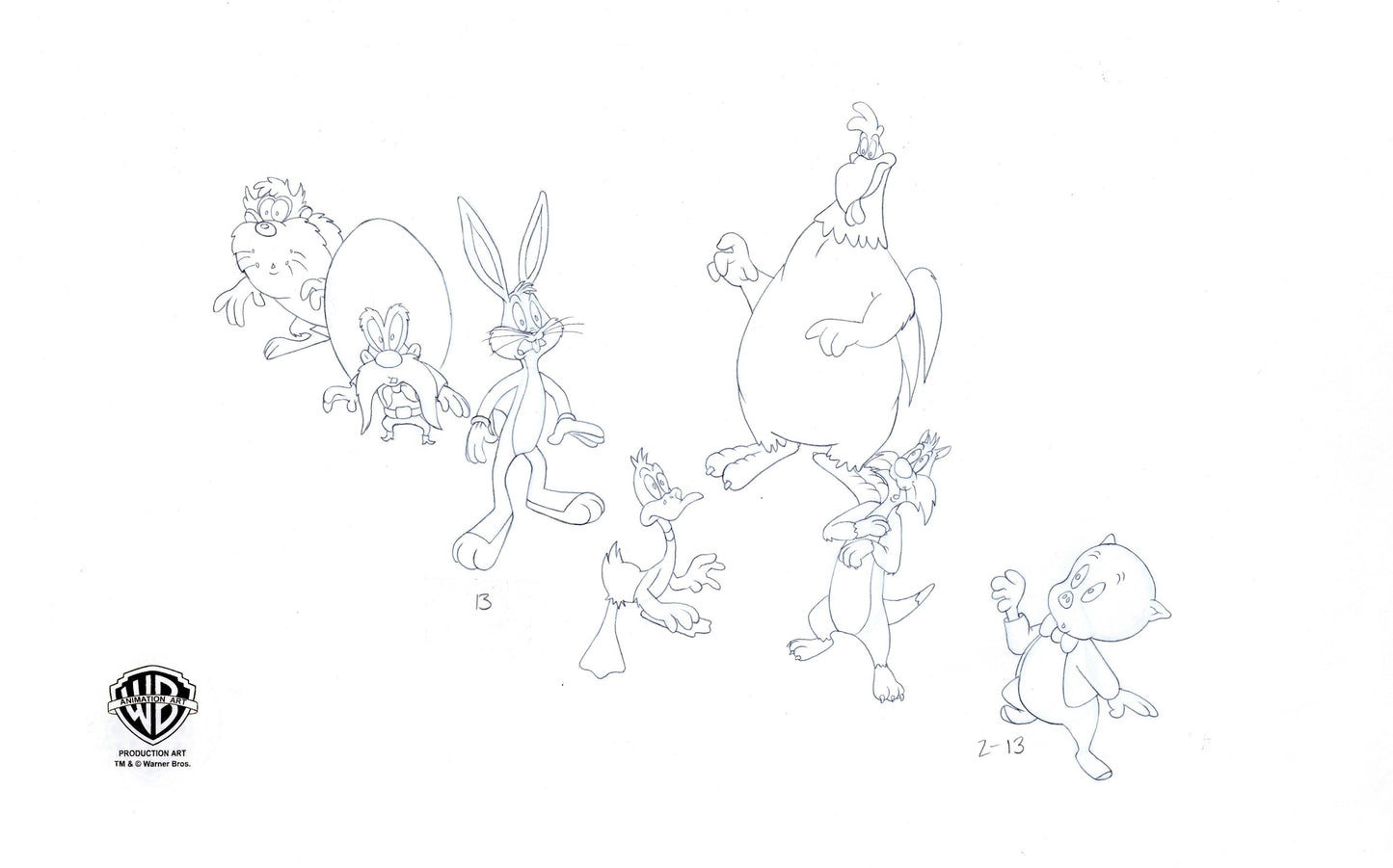 Looney Tunes Original Production Double Sided Drawing: Looney Tunes Cast