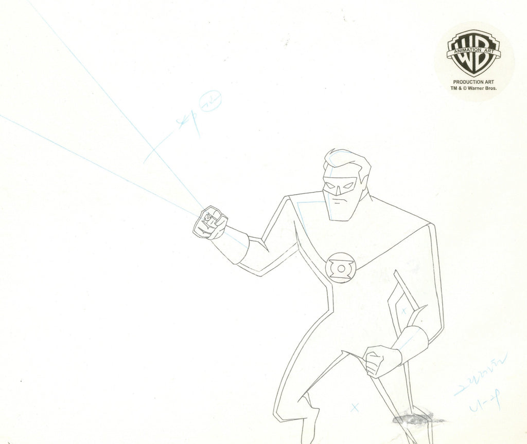 Superman the Animated Series Original Production Cel with Matching Drawing: Green Lantern
