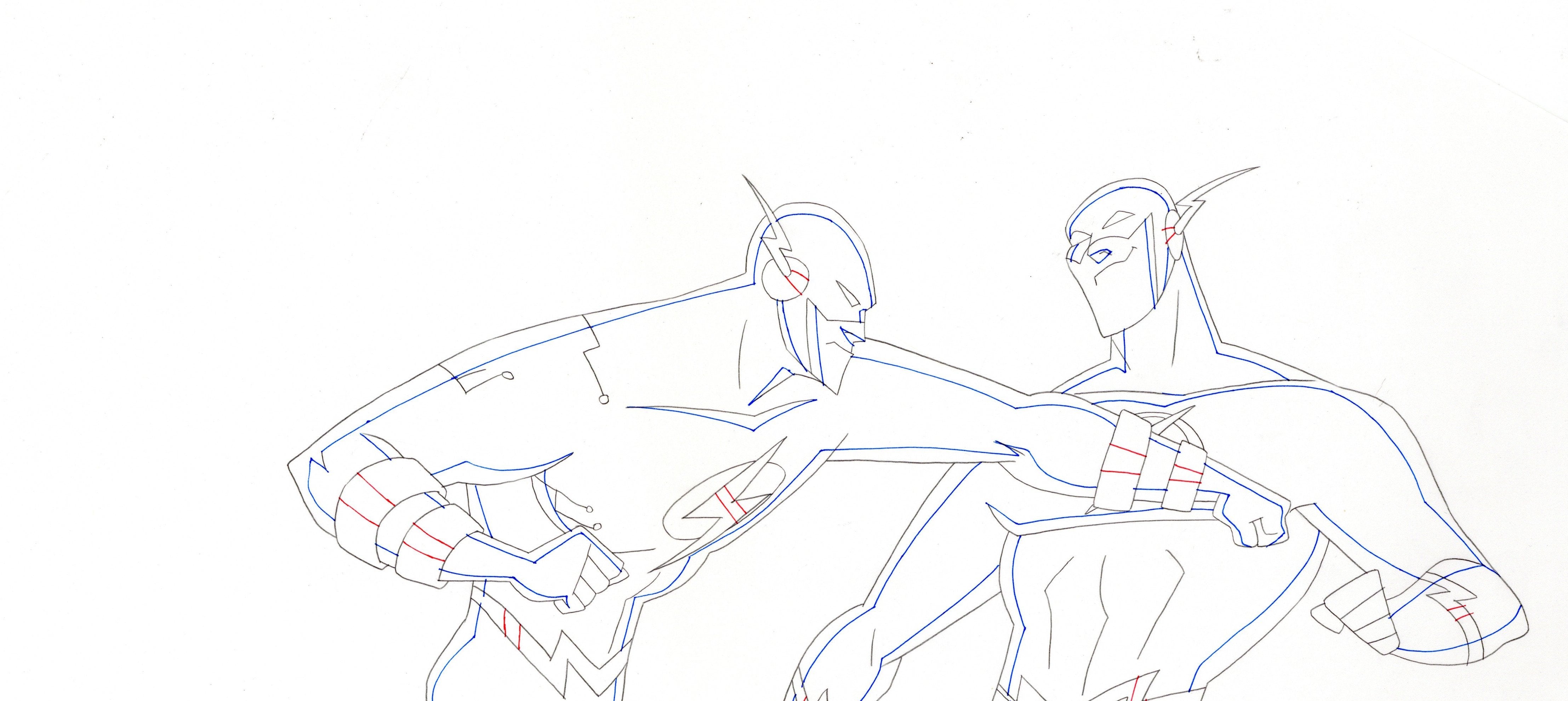 Justice League Original Production Drawing: The Flash, Reverse Flash ...
