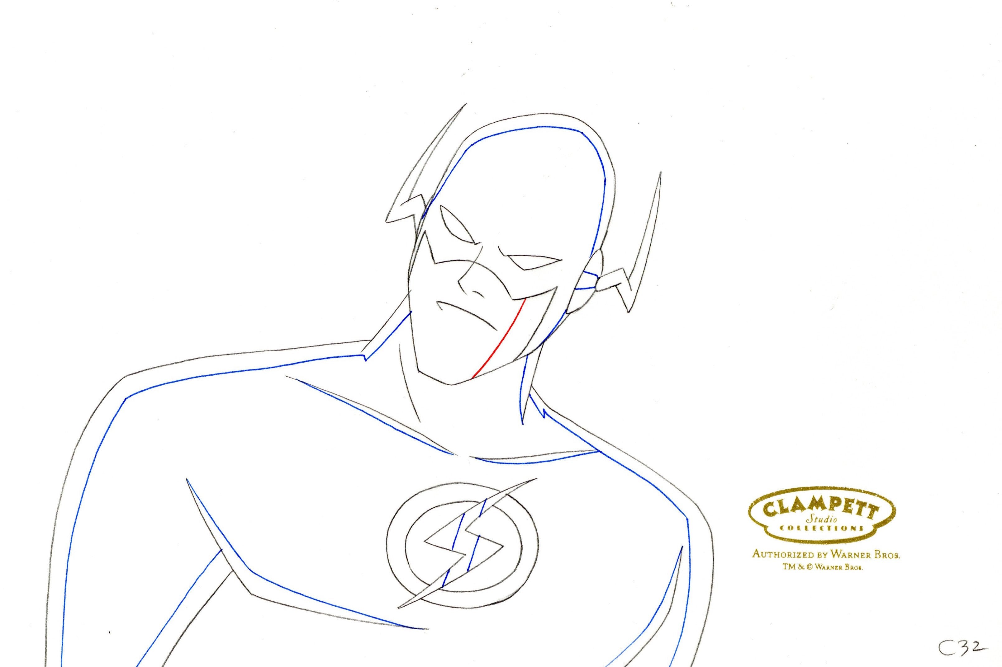 Flash Drawin Justice League Original Production Layout Drawing: The Flash – Clampett ...