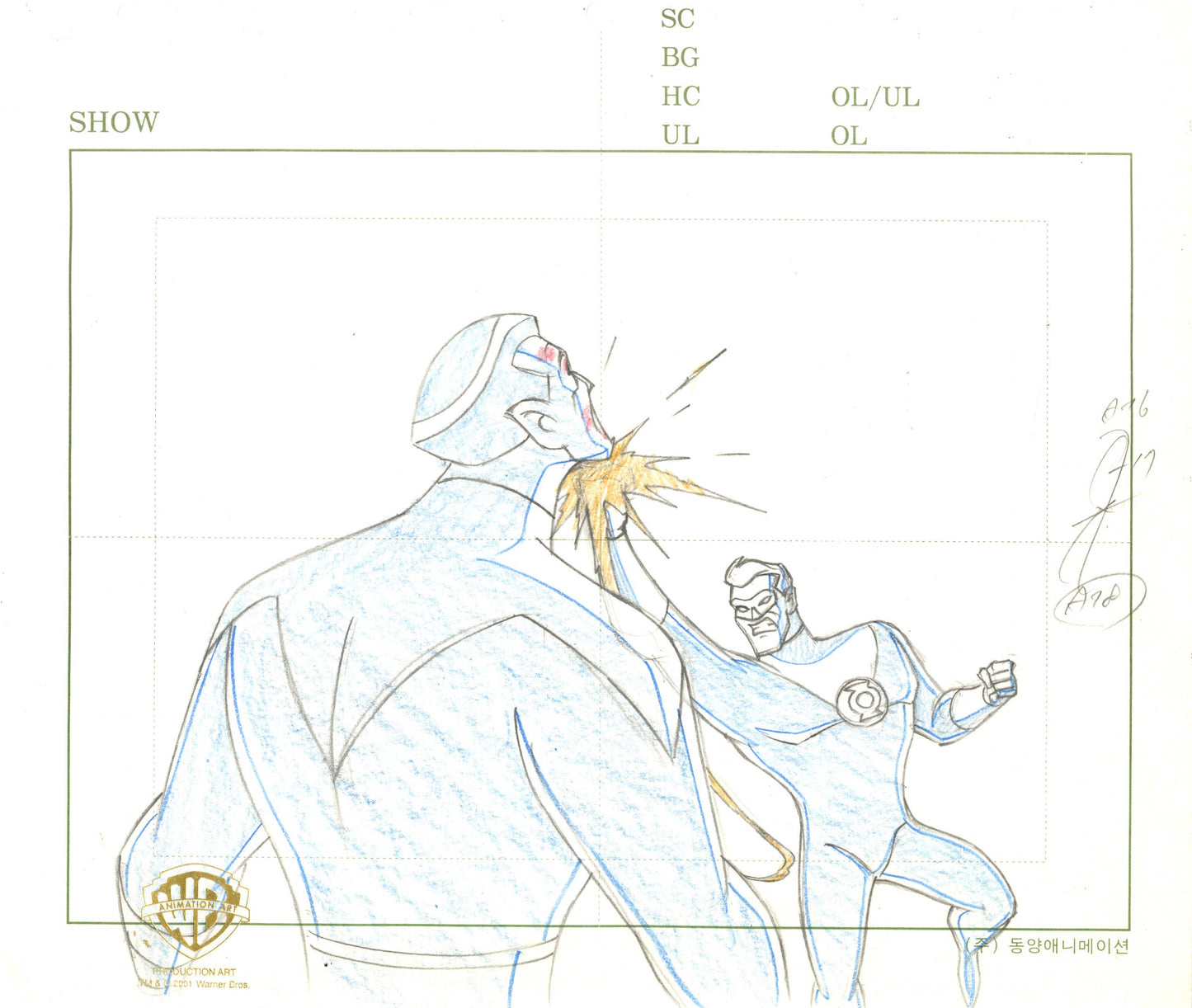 Superman the Animated Series Original Production Drawing: Green Lantern and Sinestro