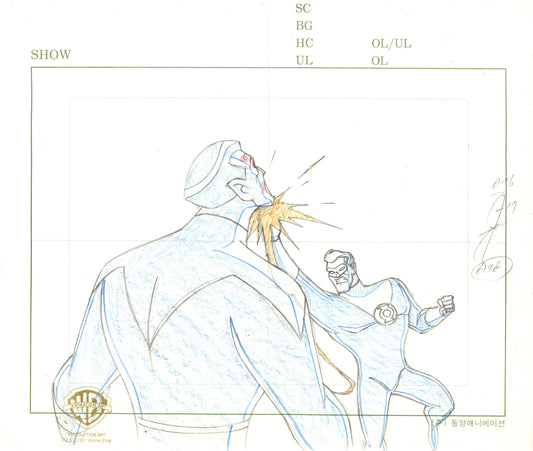 Superman the Animated Series Original Production Drawing: Green Lantern and Sinestro