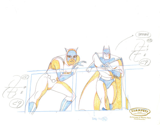 Batman The Animated Series Original Production Drawing: Catwoman and Batman