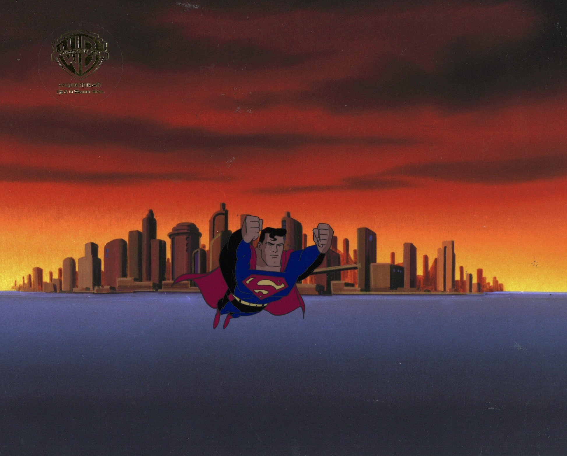 Superman the Animated Series Original Production Cel: Superman Original Production Cel Warner Bros. Studio Art Unframed 