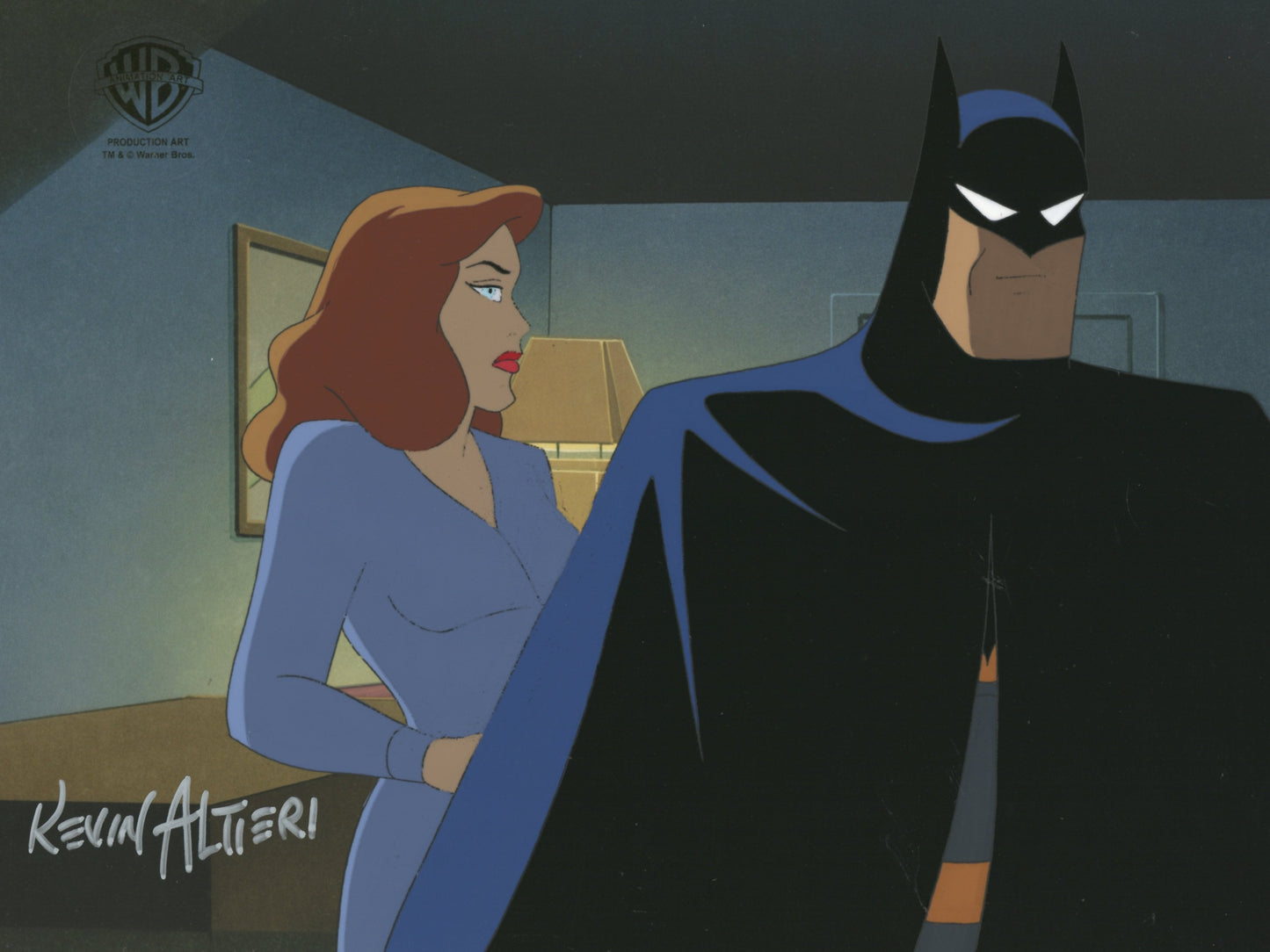 Batman The Animated Series Original Production Cel Signed by Kevin Altieri with Matching Drawing: Andrea, Batman