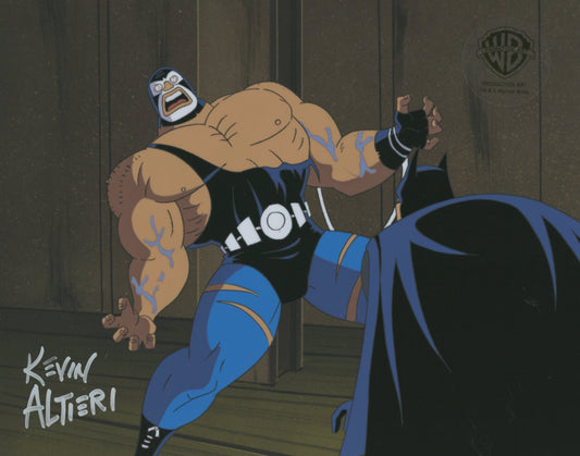 Batman The Animated Series Original Production Cel signed by Kevin Altieri: Bane and Batman