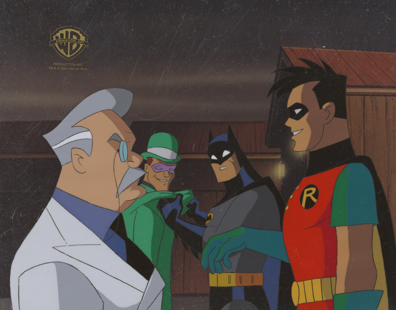 Batman The Animated Series Original Production Cel: Batman,Robin, Riddler and Mayor