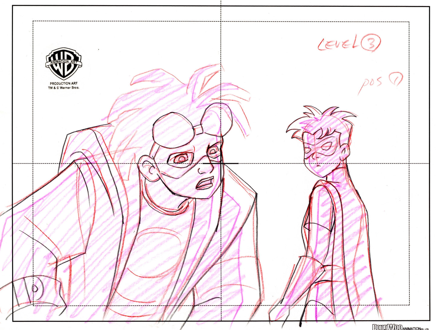 Static Shock Original Production Layout Drawing: Static Shock and Robin