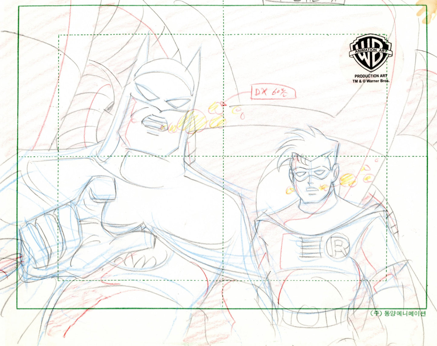 Batman The Animated Series Original Production Layout Drawing: Batman and Robin