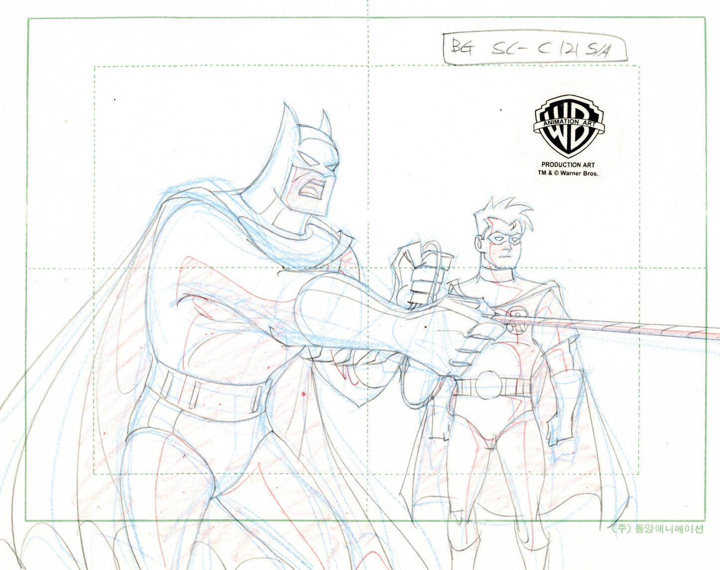 Batman The Animated Series Original Production Drawing: Batman and Robin